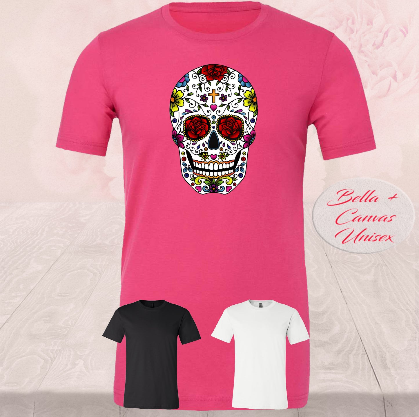 Sugar Skull With Roses, Dia de Muertos, Shirt