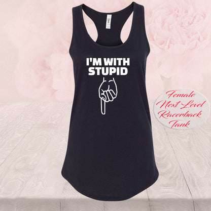 I'm With Stupid, pointing down, T Shirts