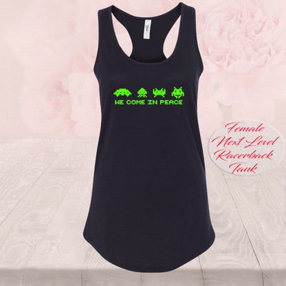 Space Invaders We Come In Peace, Shirts