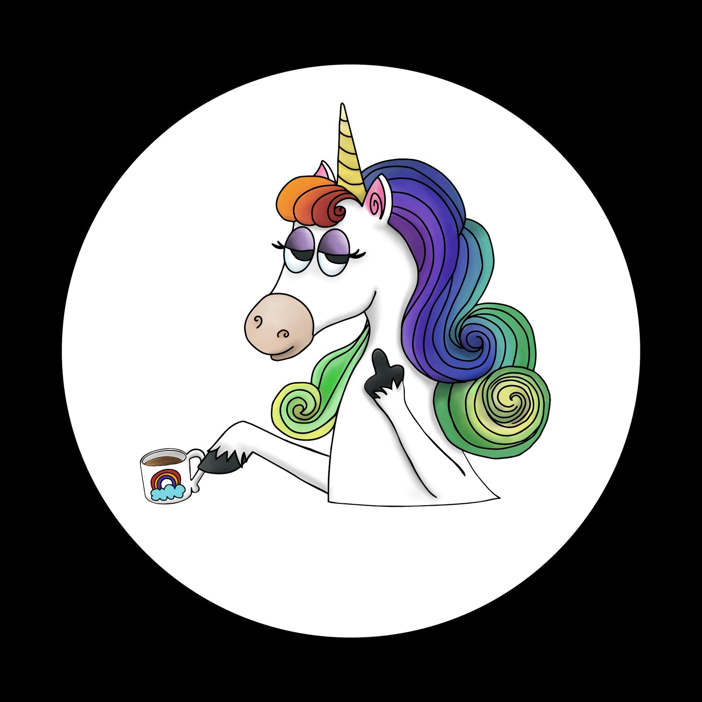 Unicorn Giving The Finger, 2.25 inch Buttons