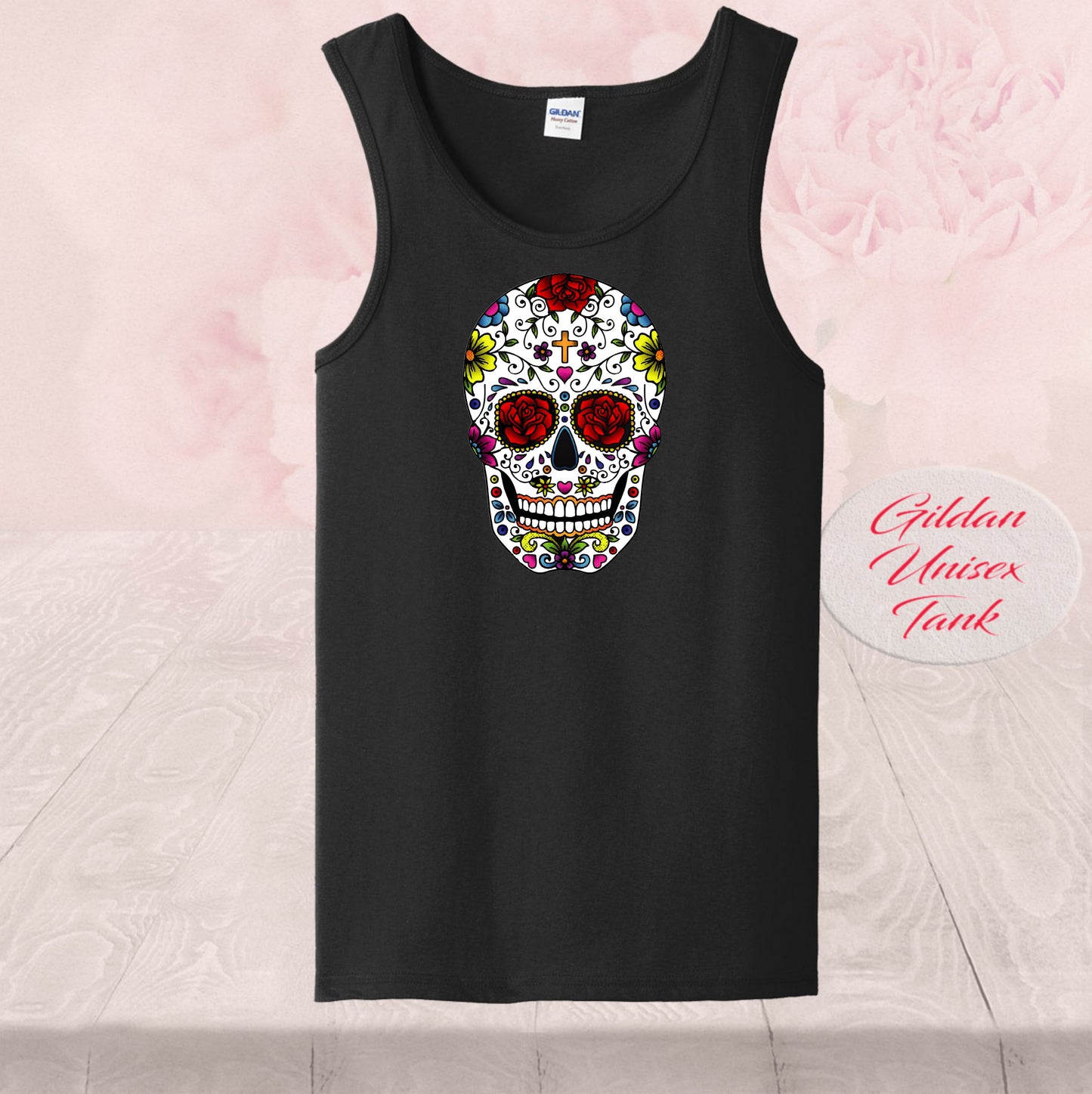 Sugar Skull With Roses, Dia de Muertos, Shirt