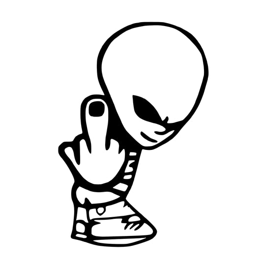 Alien Giving The Middle Finger, Decal Sticker