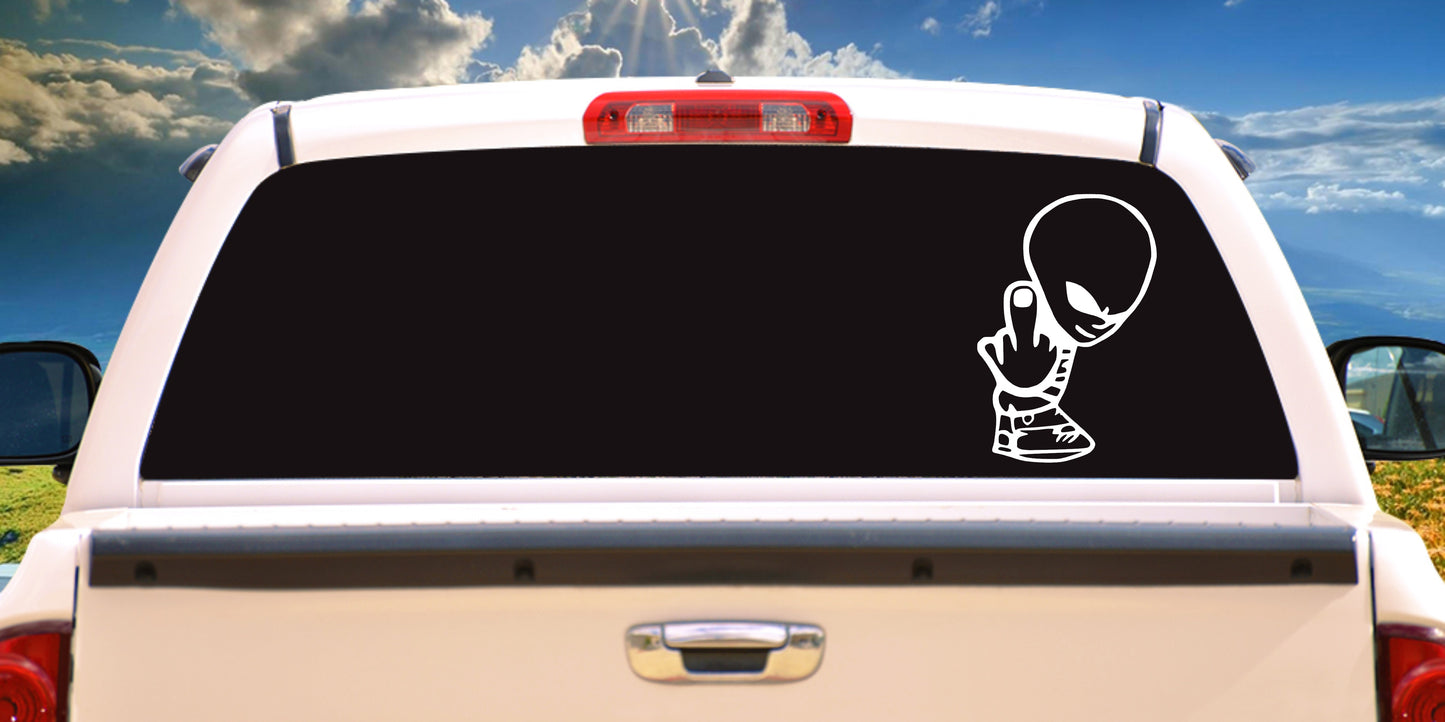 Alien Giving The Middle Finger, Decal Sticker