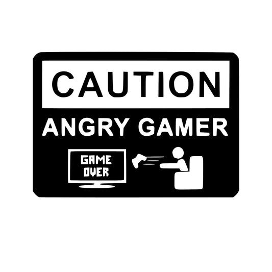 Caution Angry Gamer Game Over, Decal Sticker