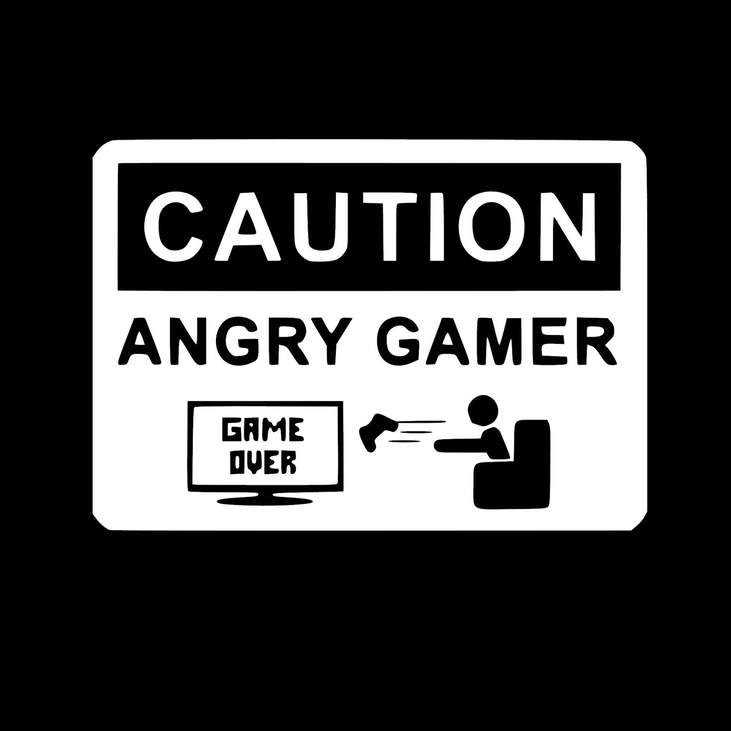 Caution Angry Gamer Game Over, Decal Sticker