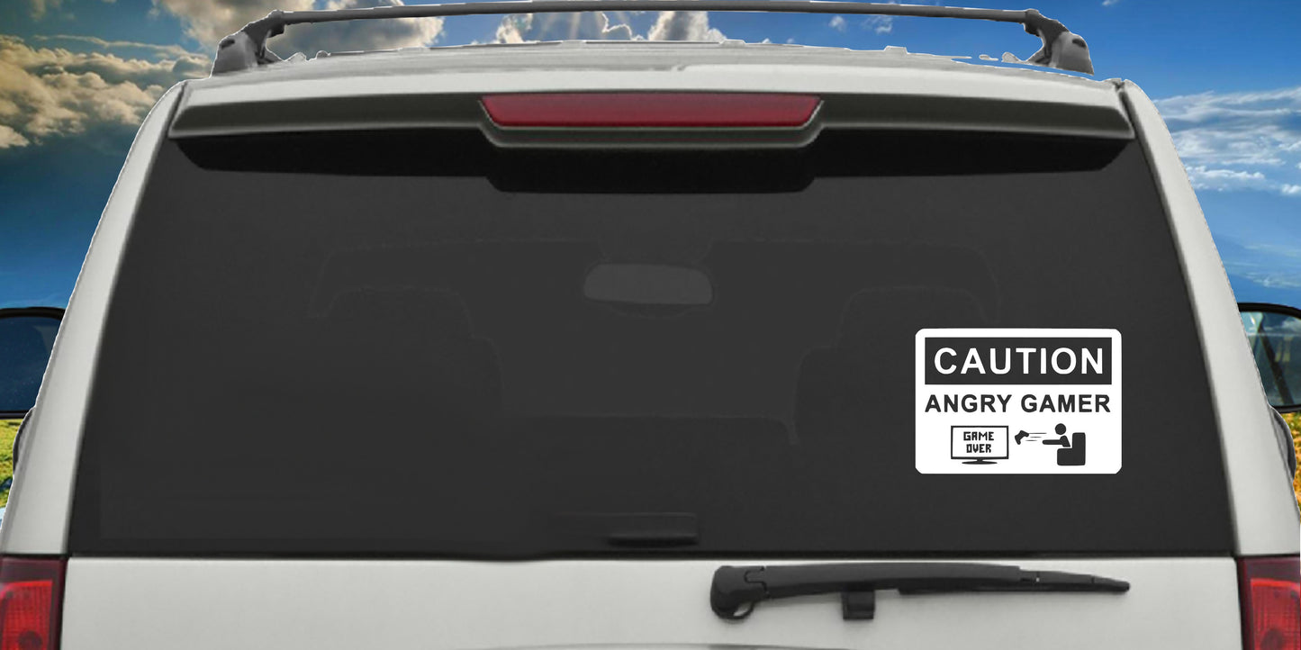 Caution Angry Gamer Game Over, Decal Sticker