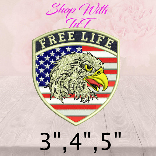 American Eagle Free Life | Patch Embroidered | Iron On or Sew On