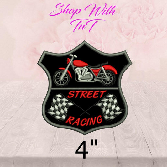 Biker Street Racing | Patch Embroidered | Iron On or Sew On