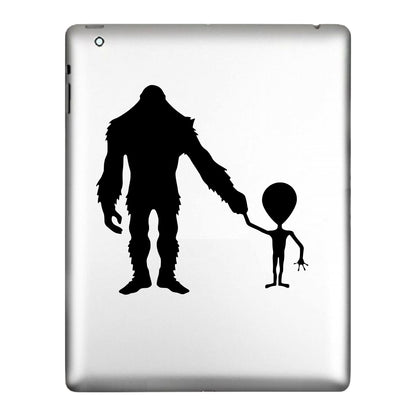 BigFoot Alien Holding Hands, Sticker Decal