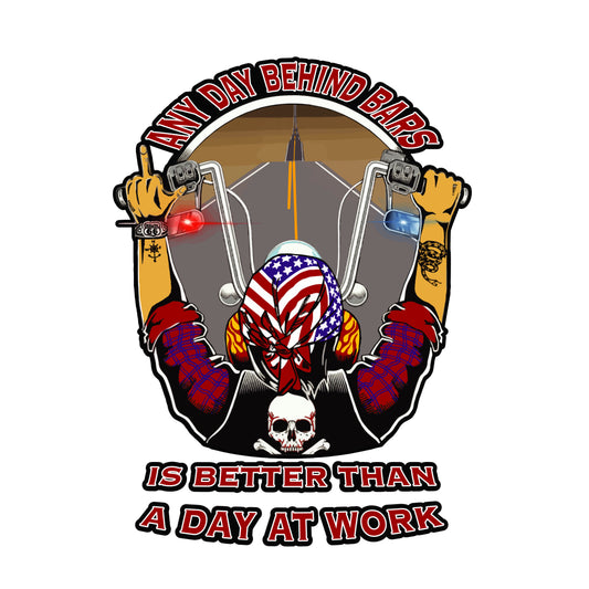Biker A Day Behind Bars, Decal Sticker