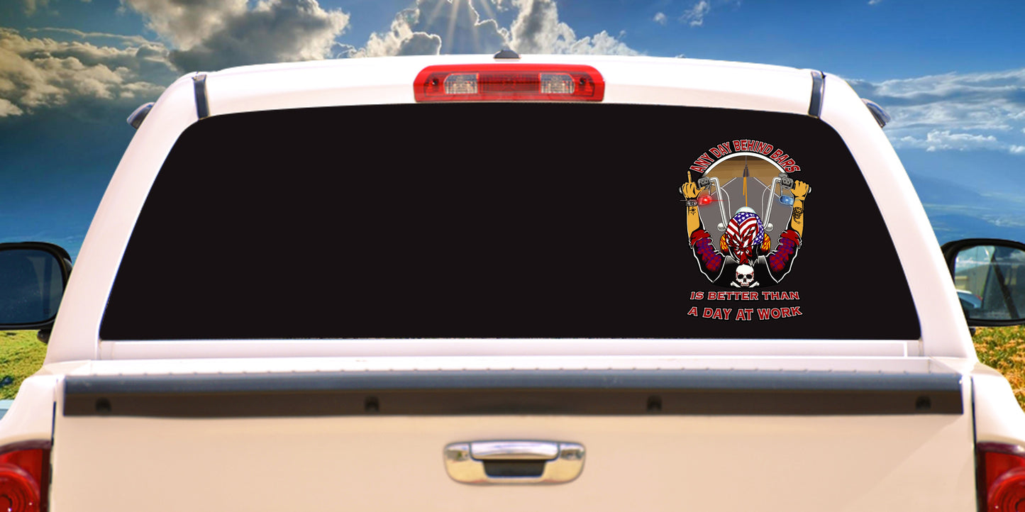 Biker A Day Behind Bars, Decal Sticker