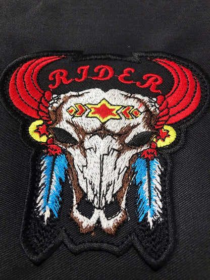 Rider Buffalo Skull | Patch Embroidered | Iron On or Sew On