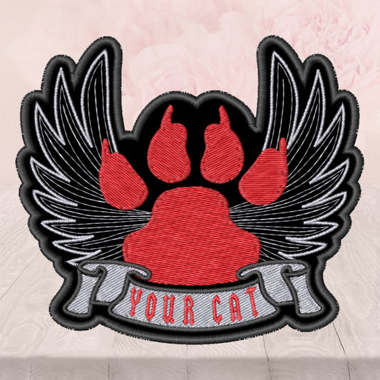 Personalized Cat Wings Name, Patch, Iron On or Sew On