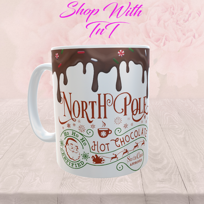 Hot Chocolate | North Pole Santa | Transparent Background | Instant Download | Digital PNG "File Only"