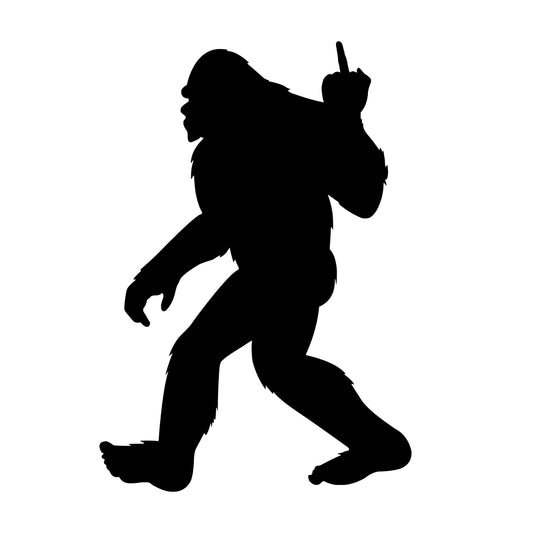 Bigfoot, Sasquatch Giving the Middle Finger, Decal Sticker.