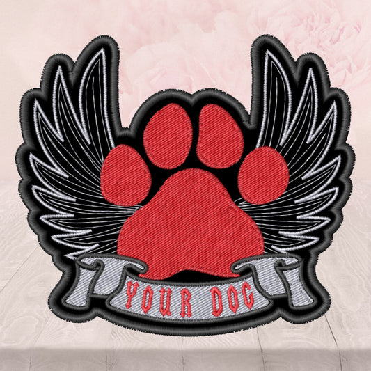 Personalized Dog Wings Name, Patch, Iron On or Sew On