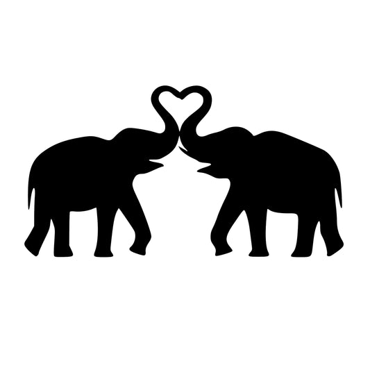 2 Elephants in Love, Heart, Sticker Decal
