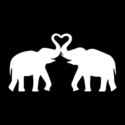 2 Elephants in Love, Heart, Sticker Decal