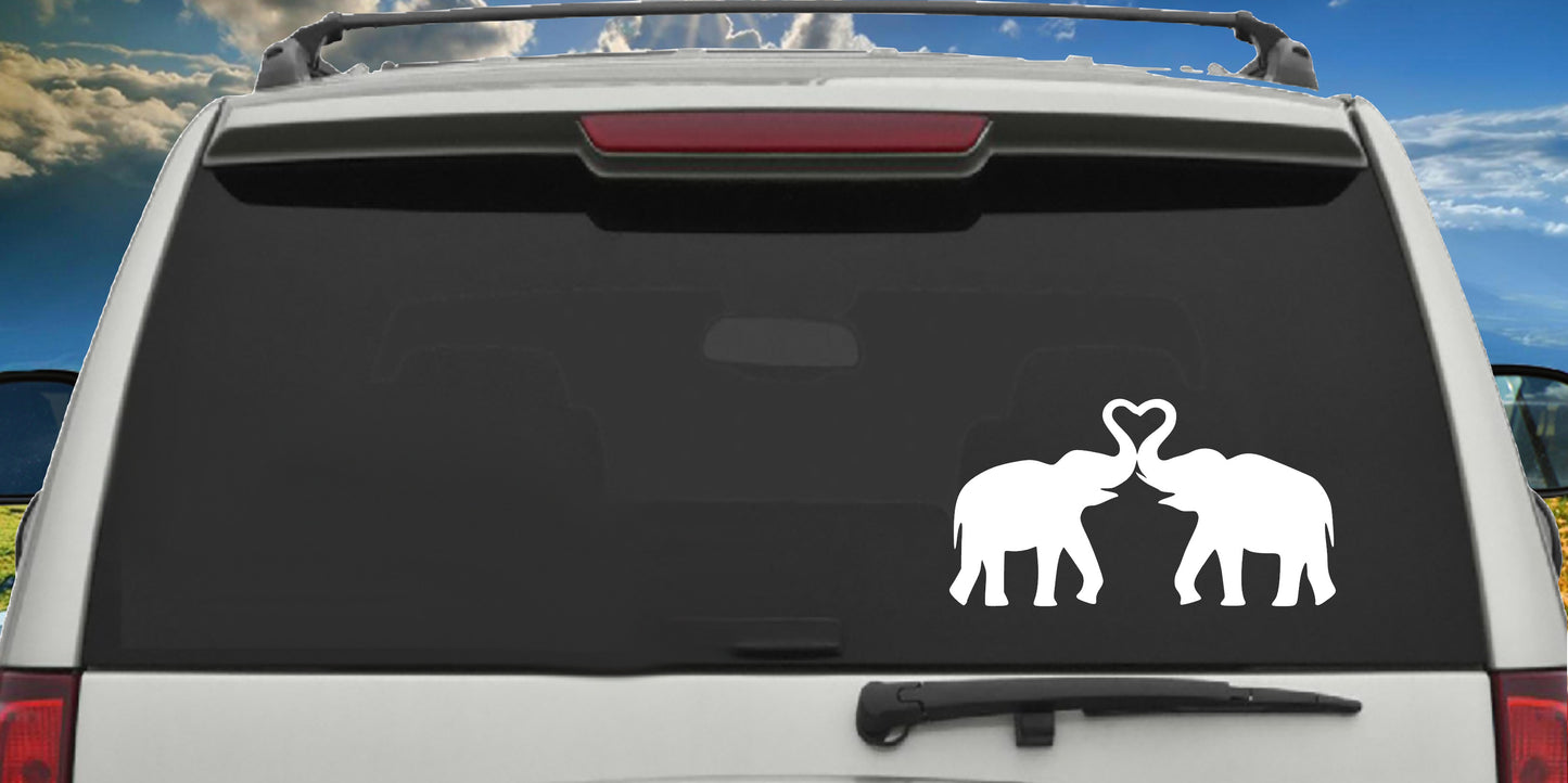 2 Elephants in Love, Heart, Sticker Decal