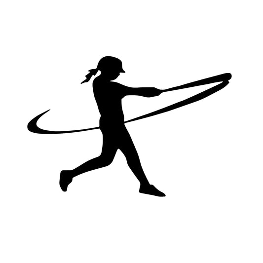 Female Batter Swinging, Decal Sticker