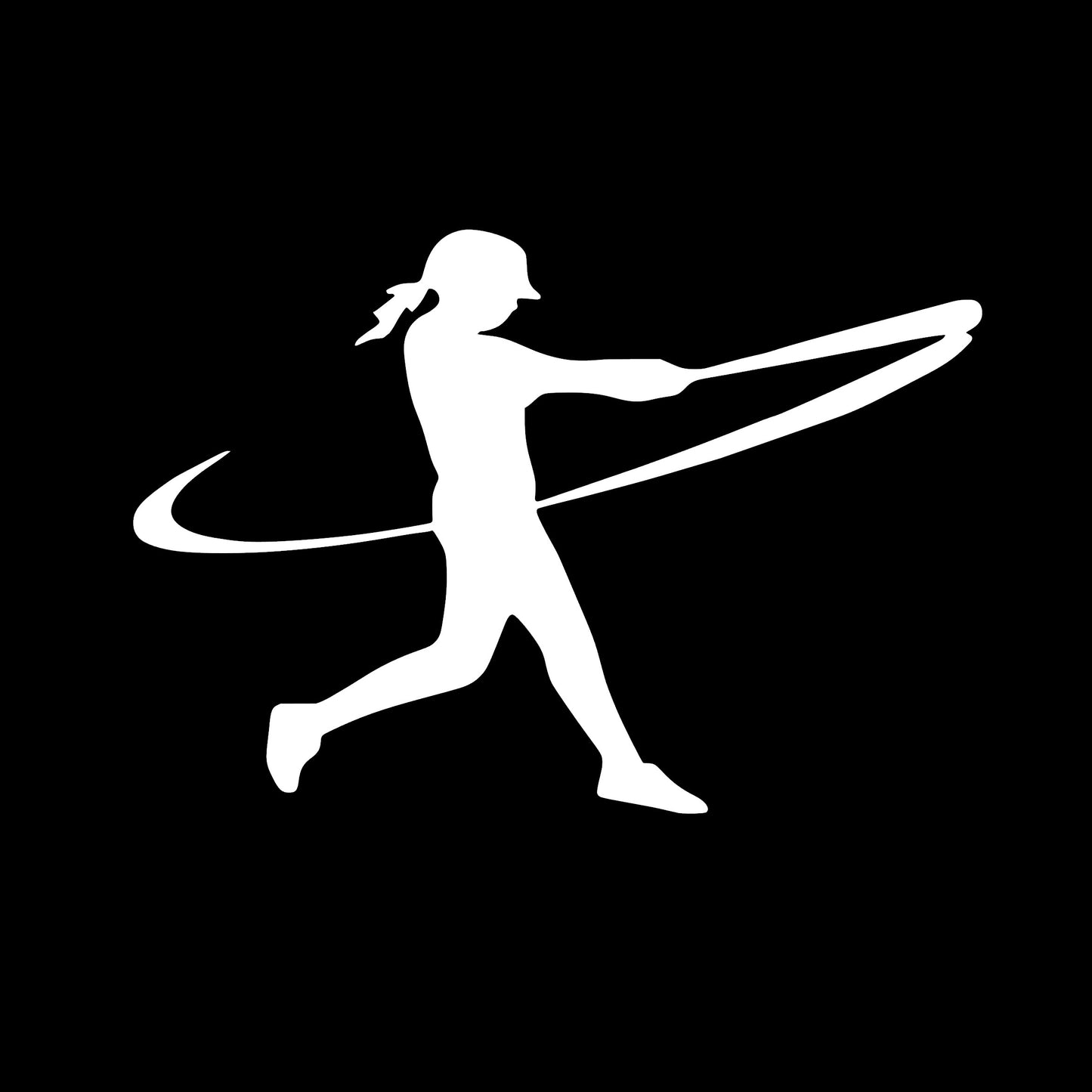Female Batter Swinging, Decal Sticker