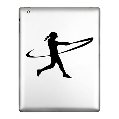 Female Batter Swinging, Decal Sticker