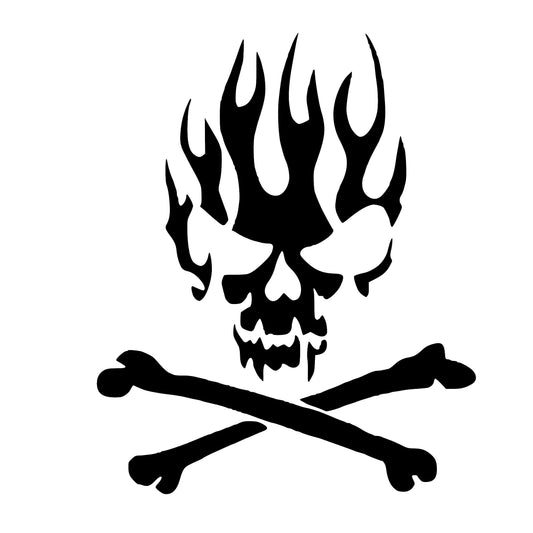 Flaming Skull and Crossbones, Sticker Decal