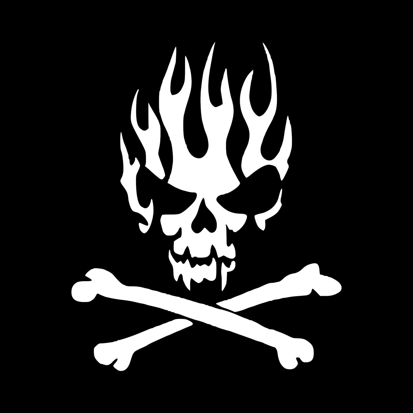 Flaming Skull and Crossbones, Sticker Decal