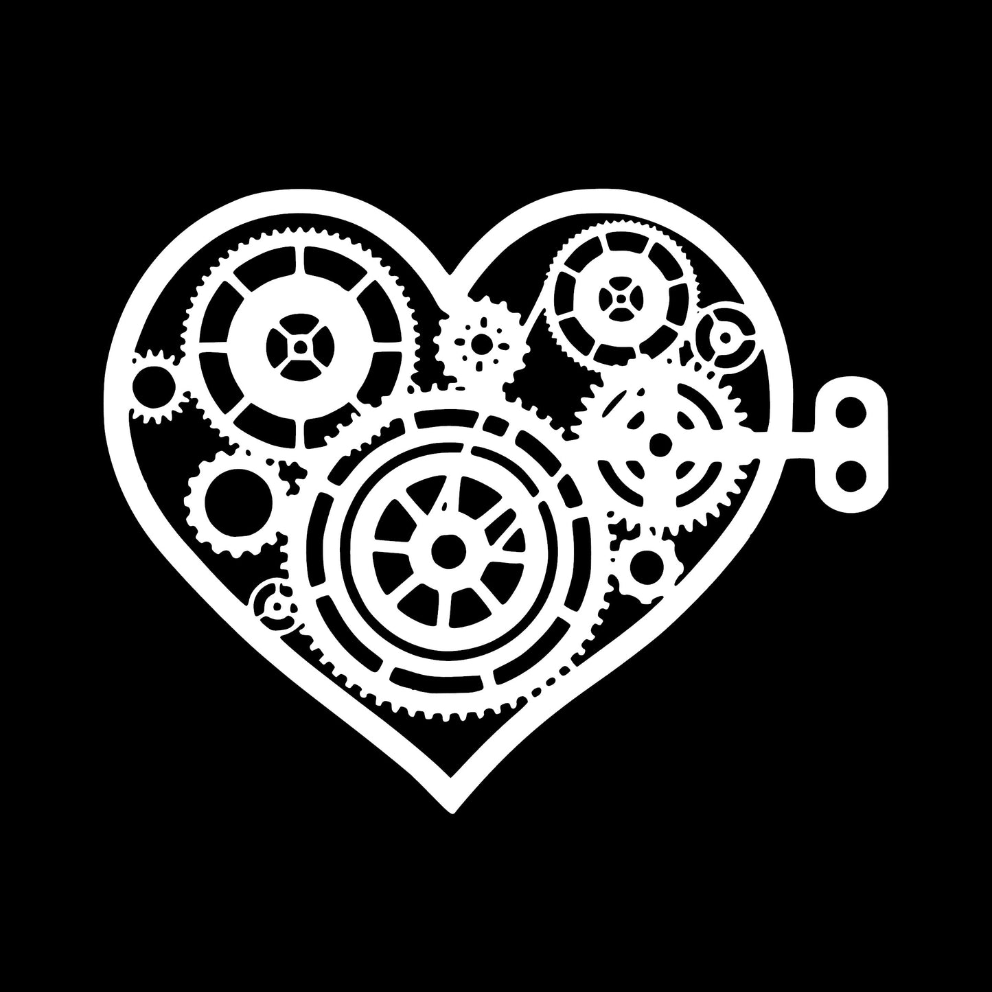 Gear Clock Heart, Sticker Decal