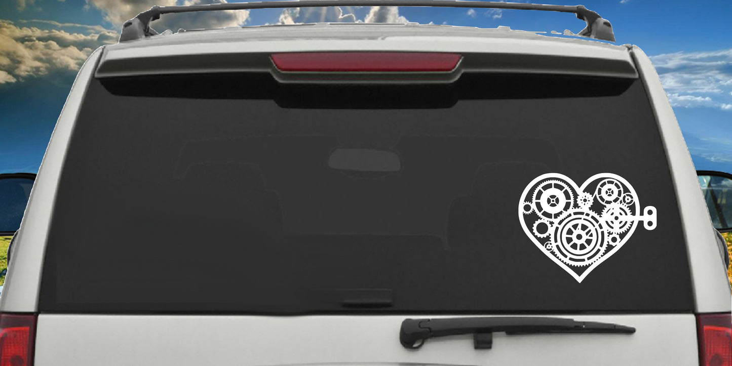 Gear Clock Heart, Sticker Decal
