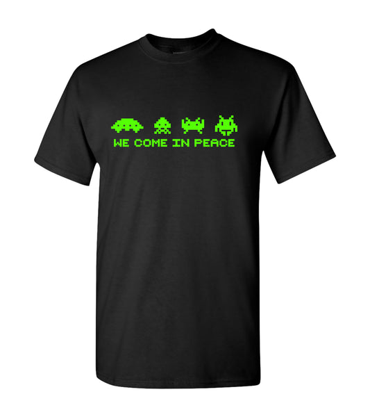 Space Invaders We Come In Peace, Shirts