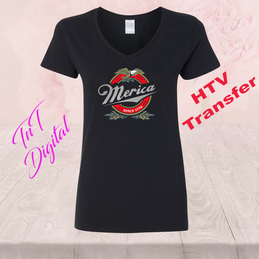 Merica Since 1776 American Eagle | HTV Heat Vinyl Transfer  | T Shirt Transfers