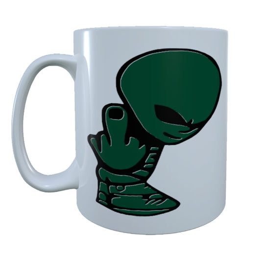 Alien Middle Finger, 15 oz Mug