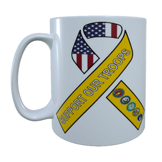 Support Our Troops Military USA, 15 oz Mug