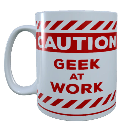Caution Geek At Work, 15 oz Mug