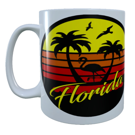 Florida State Palm Trees Beach, 15 oz Mug.