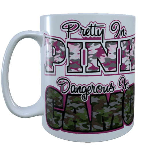 Pretty In Pink Dangerous In Camo, 15 oz  Mug