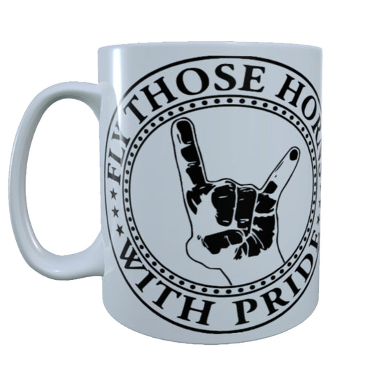 Heavy Metal Fly Those Horns With Pride, 15 oz Mug