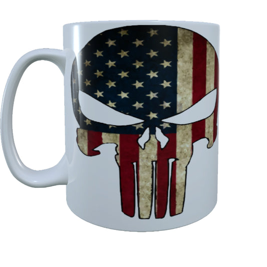 The Punisher, USA Flag, 15 oz Mug.