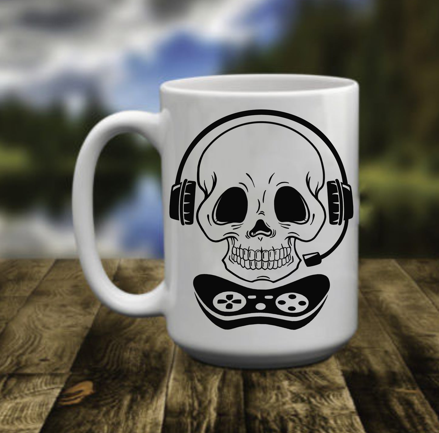 Gamer Skull Boy, Controller Headset, 15 oz Mug