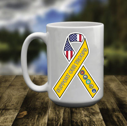Support Our Troops Military USA, 15 oz Mug