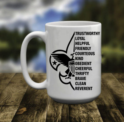 Scouts of America, Scouts Law, fleur-de-lis, 15 oz Mug