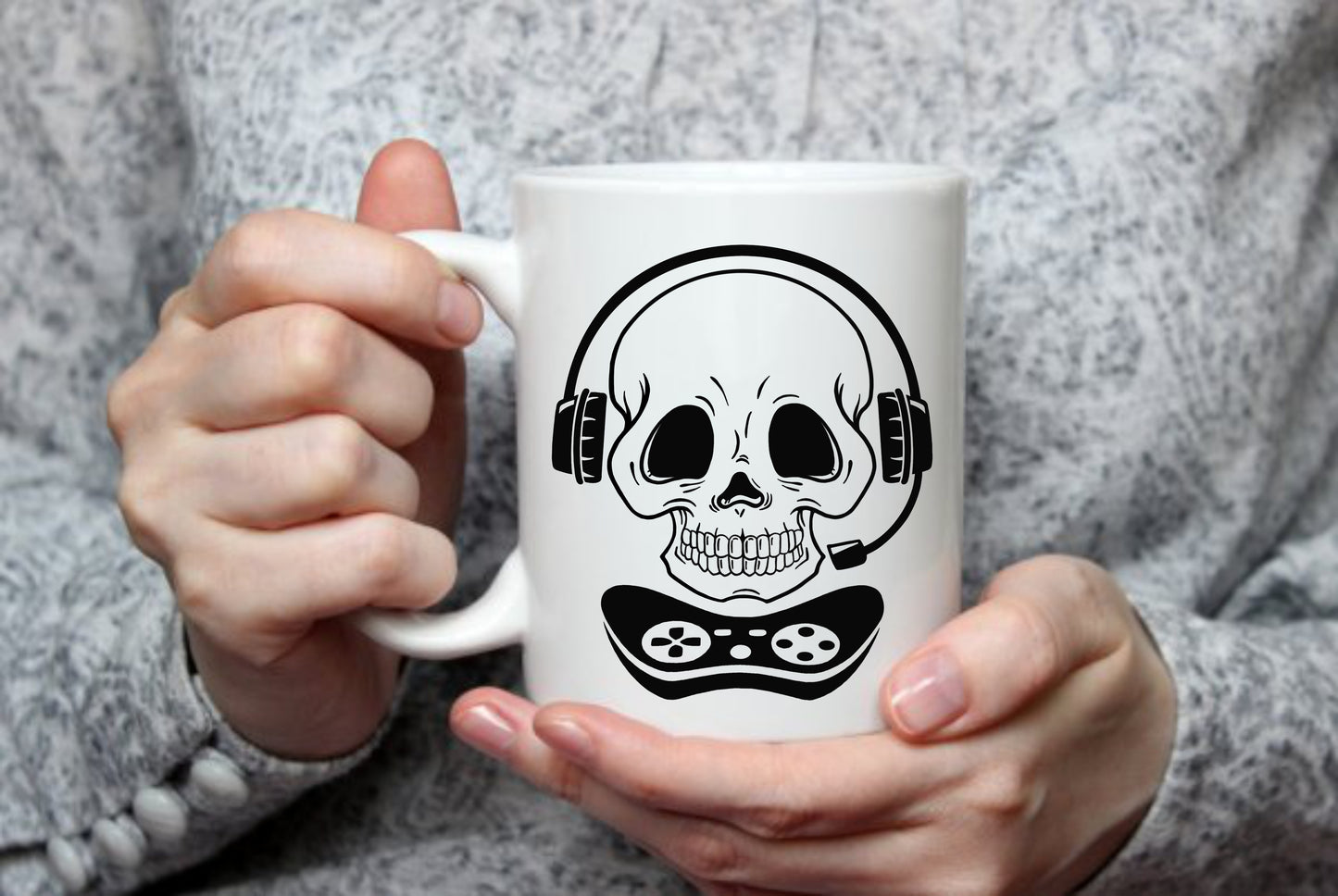 Gamer Skull Boy, Controller Headset, 15 oz Mug
