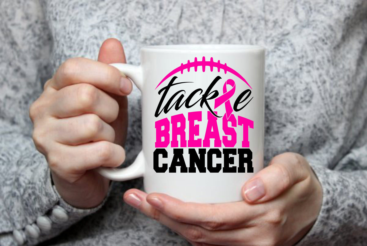 Tackle Breast Cancer, 15 oz Mug