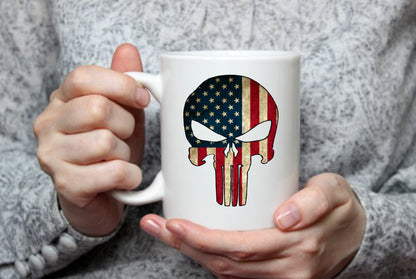 The Punisher, USA Flag, 15 oz Mug.