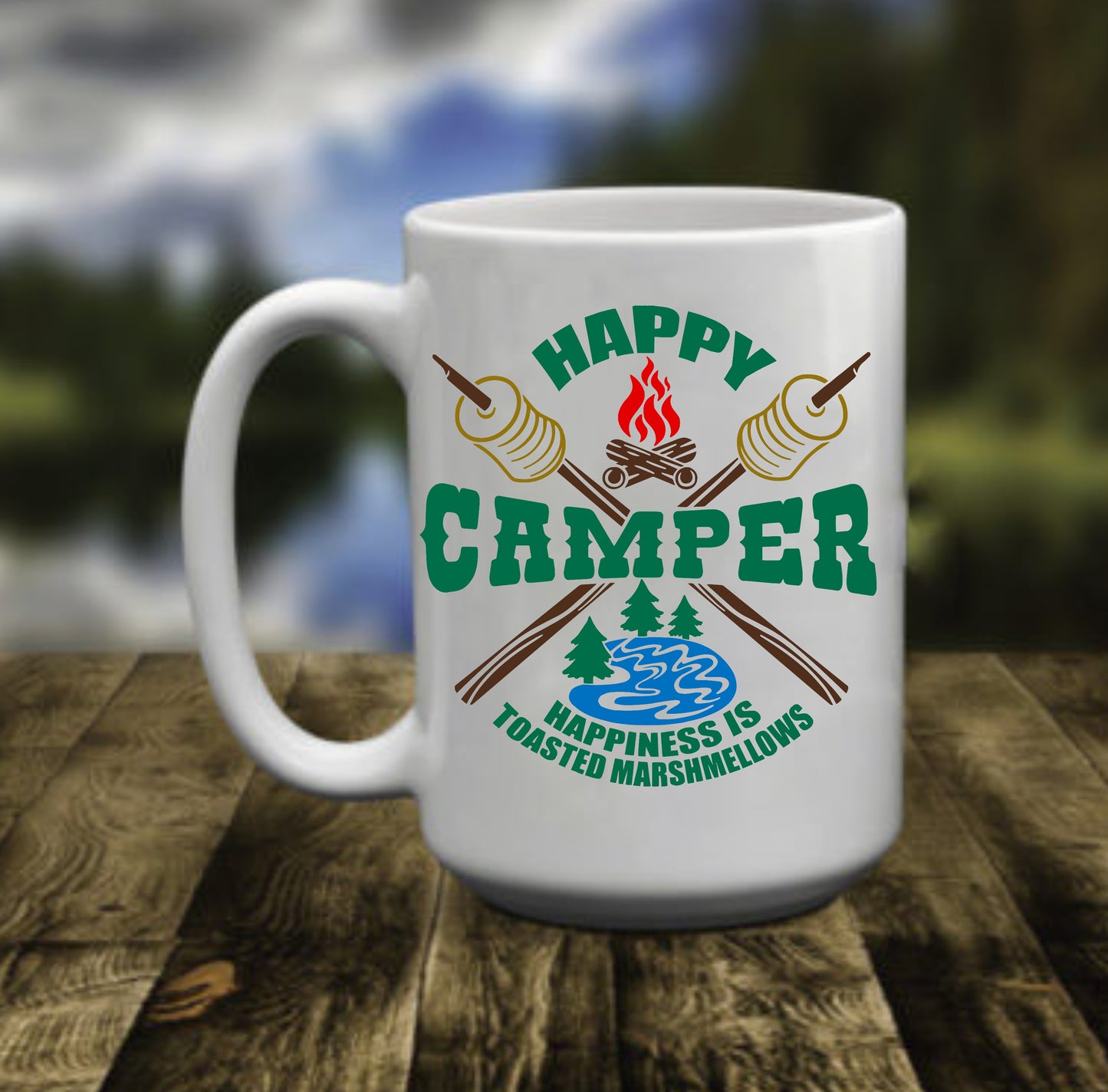 Happy Camper, Toasted Marshmallows, 15 oz Mug