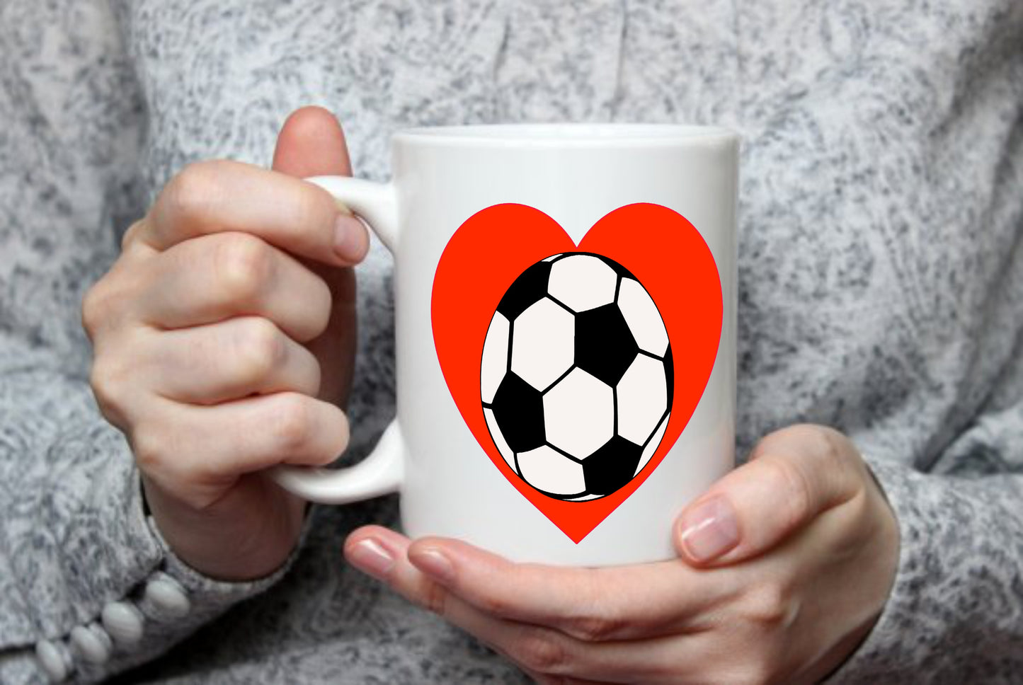 Soccer Ball in a Heart Player, 15 oz Mug