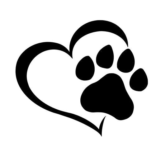 Paw Heart Dog, Sticker Decal