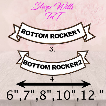 Custom Rocker Biker Scroll | Embroidered patch | Iron On or Sew On