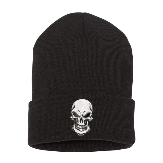 Embroidered Skull Beanie, Hat, Cuffed Beanie